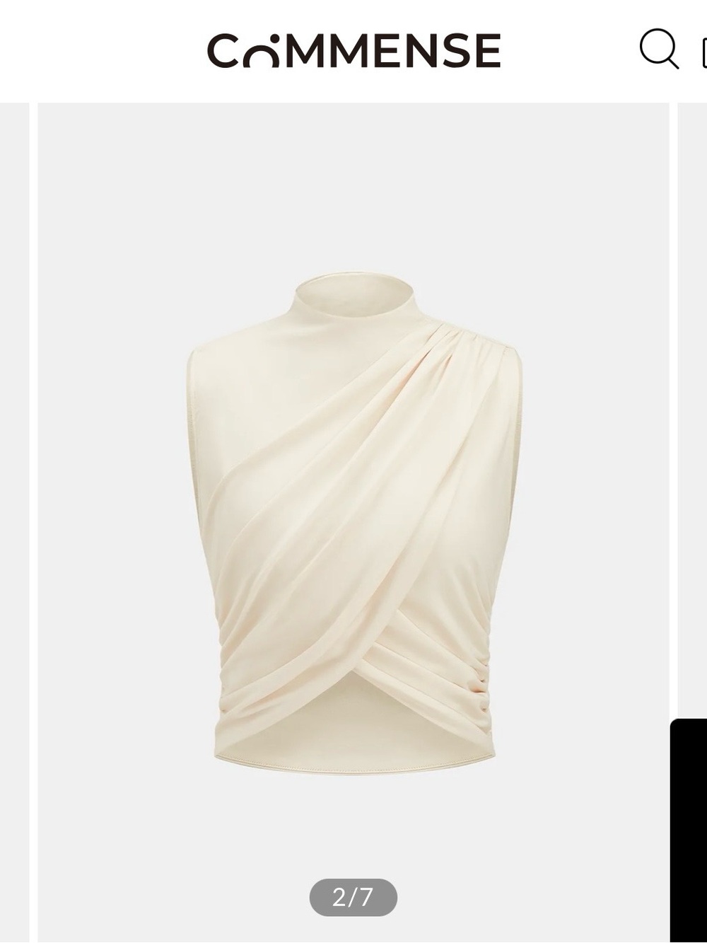 Commense Cream Draped Mock Neck Camisole